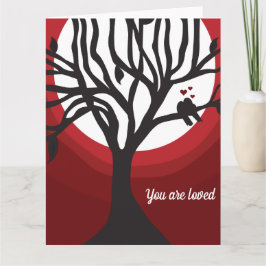Du är älskad i Love birds Red Black Kort