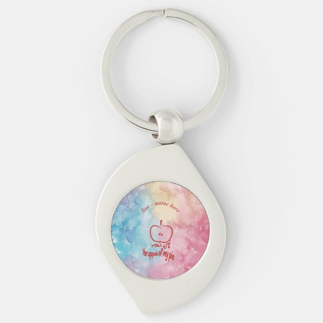 Du är äpplet i min paj swirl silverfärgad nyckelring (Framsidan)