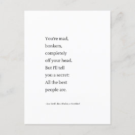 Du är arg Alice i underlandets typografi Wall Art Vykort