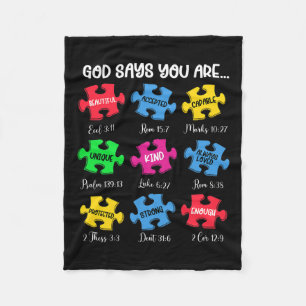 Du är Autism Awareness Puzzle Bible Verses Chris Fleecefilt