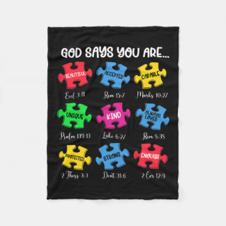 Du är Autism Awareness Puzzle Bible Verses Chris Fleecefilt