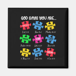 Du är Autism Awareness Puzzle Bible Verses Chris Magnet
