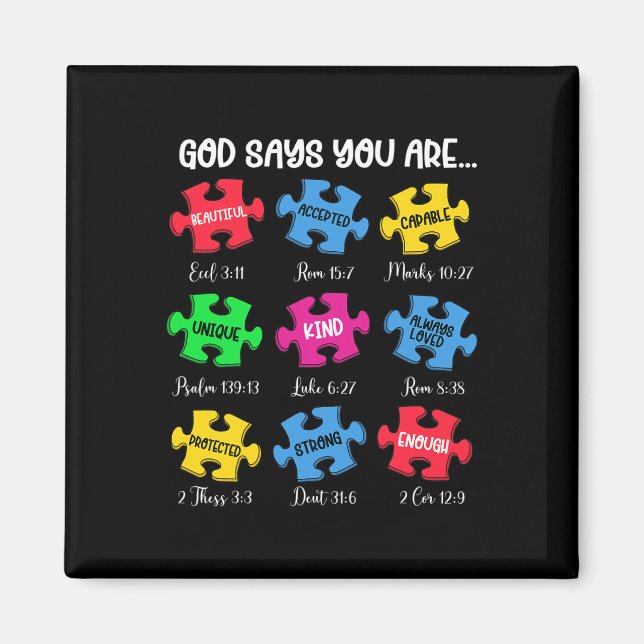 Du är Autism Awareness Puzzle Bible Verses Chris Magnet (Framsidan)