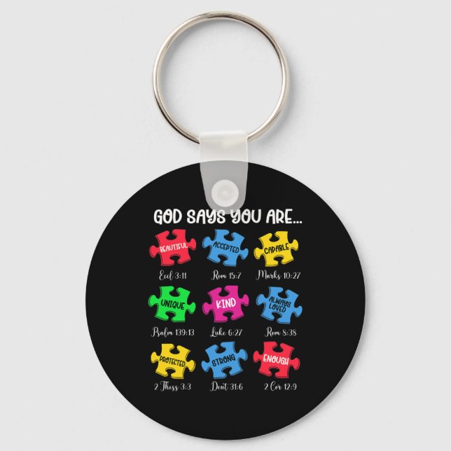 Du är Autism Awareness Puzzle Bible Verses Chris Nyckelring (Framsida)