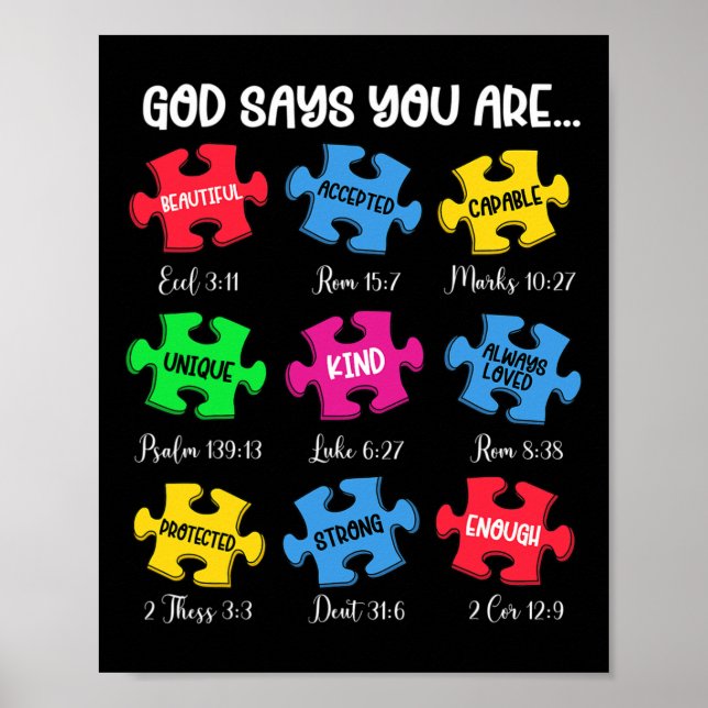 Du är Autism Awareness Puzzle Bible Verses Chris Poster (Framsidan)