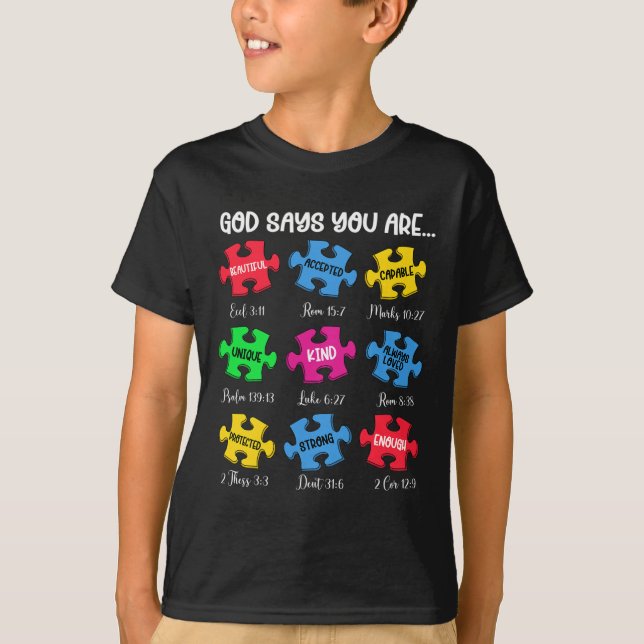 Du är Autism Awareness Puzzle Bible Verses Chris T Shirt (Framsida)