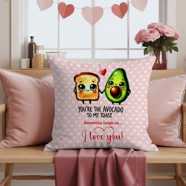 Du är avokadon till min rostat bröd Alla hjärtans  Kudde (Personalized Funny Valentine Pillow Cartoon Food)