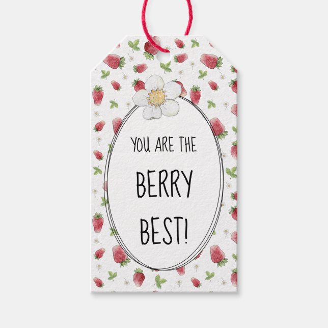 Du är Berry Best Strawberry Gift-Märkrna Presentetikett (Framsidan)