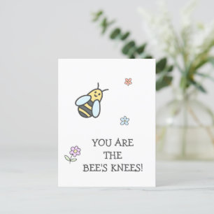 Du är biens knän! Cute Flowers och Bee Vykort