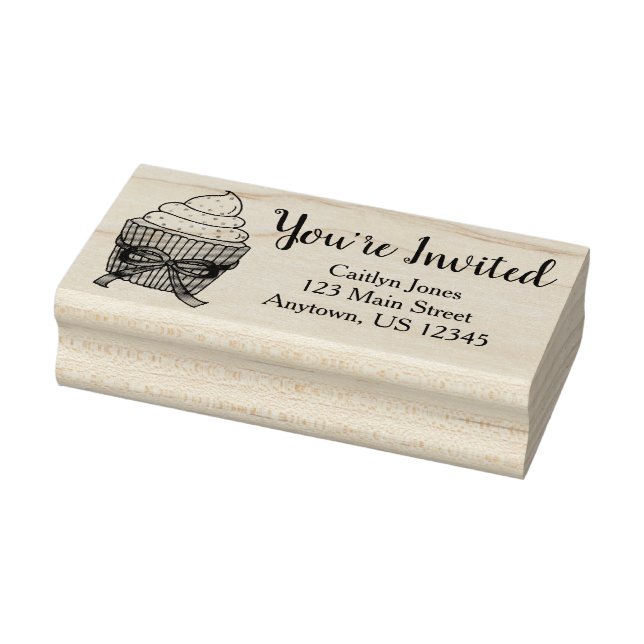 Du är bjuden Cupkaka-Möhippa Baby Shower Sprinkle Stämpel (Stämpel)