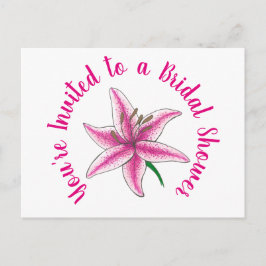 Du är bjuden Rosa Lily Bröllopsfest Inbjudan Vykort