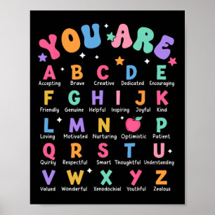 Du Är Bokstäver Alfabetet Lär Dig Abc Inspiration  Poster
