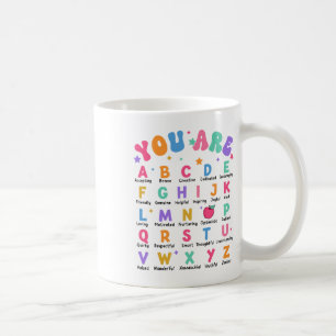 Du Är Bokstäver Alfabetet Lär Dig Abcs Inspiration Kaffemugg