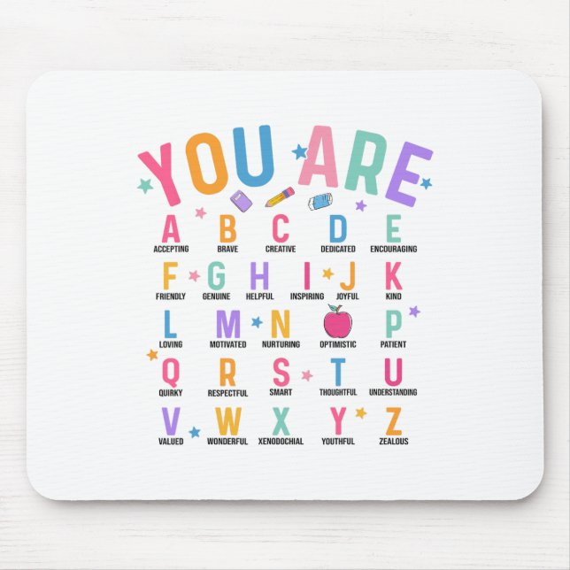 Du Är Bokstäver Alfabetet Lär Dig Abcs Inspiration Musmatta (Framsidan)