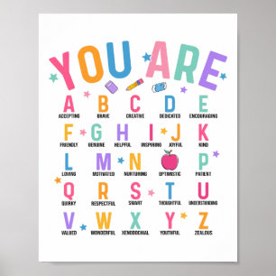 Du Är Bokstäver Alfabetet Lär Dig Abcs Inspiration Poster