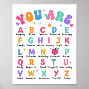 Du Är Bokstäver Alfabetet Lär Dig Abcs Inspiration Poster