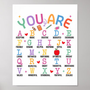 Du Är Bokstäver Alfabetet Lär Dig Abcs Inspiration Poster