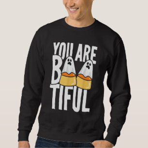 Du är Boo-tiful Candy corn Ghost Funny Halloween Lång Ärmad Tröja