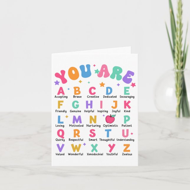 Du är Brev Alphabet Lär dig Abcs Inspiration Kort (Framsida)
