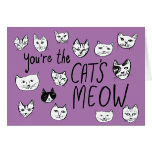 DU ÄR CAT:S MEOW Cute Kittens Kärlek Lila Hälsningskort
