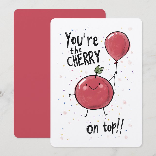 Du är Cherry på topp! | A Birthday Hälsning Inbjudningar (Fram/baksida)