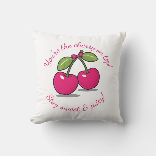 Du är Cherry på topp!" Cute Cherry-Thned Kudde (Framsida)