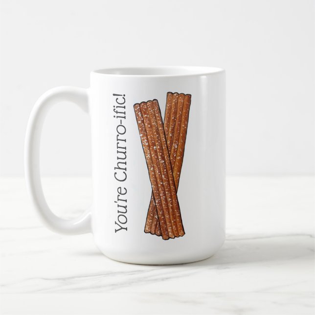 Du är Churro-ific (Terrific) Funny Foodie Churros Kaffemugg (Vänster)