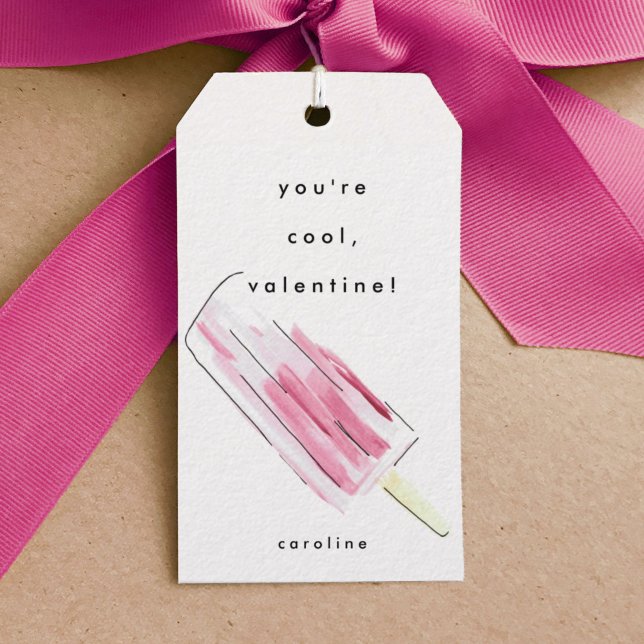 Du är Coolans Alla hjärtans dag Presentetikett (Watercolor pink popsicle Valentine's Day gift tag.)