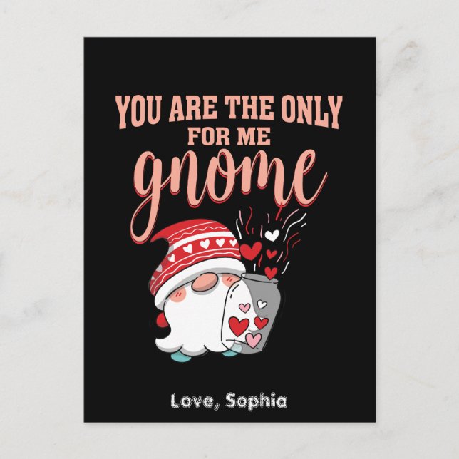 Du är den enda för mig att gnome Valentine Helg Vykort (Framsida)