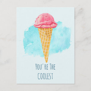 Du är den kallaste Rosa Ice Cream Cone Vykort