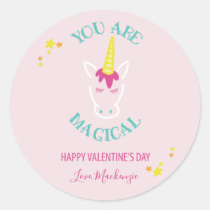 Du är den Magical Unicornvalentines day Runt Klistermärke