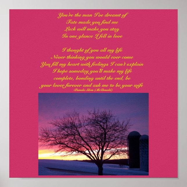 Du är den man jag drömt om...Dikt Poster (Framsidan)