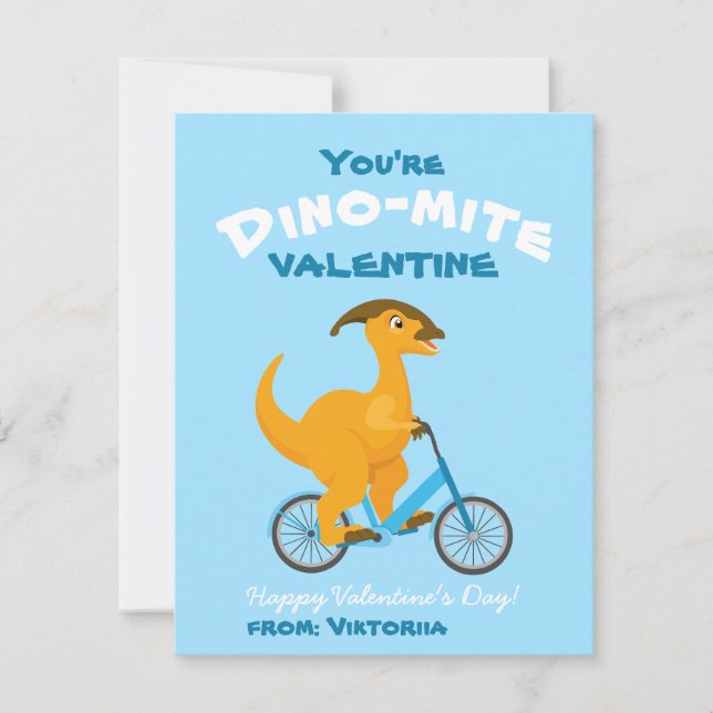Du är Dino-mite! Barn Valentine dinosaur Julkort (Framsida)