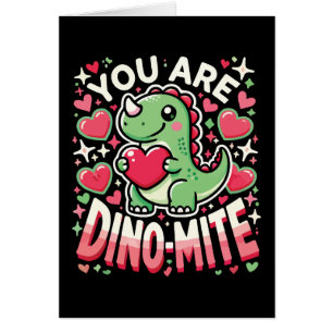Du är Dino-Mite - Cute Dinosaur Valentine Day Hälsningskort