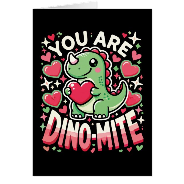 Du är Dino-Mite - Cute Dinosaur Valentine Day Hälsningskort (Framsidan)