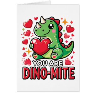 Du är Dino-Mite - Cute Dinosaur Valentine Day Hälsningskort
