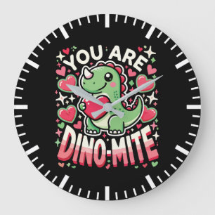 Du är Dino-Mite - Cute Dinosaur Valentine Day Stor Klocka