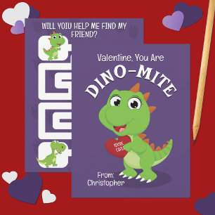 Du är Dino-Mite Dinosaur Classroom Valentines Anteckningskort