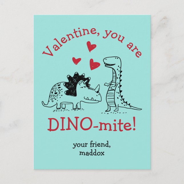 Du är Dino-mite Dinosaur Valentine-vykort Vykort (Framsida)