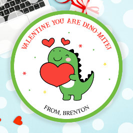 Du är Dino-Mite Dinosaur Valentines day Stickers Runt Klistermärke