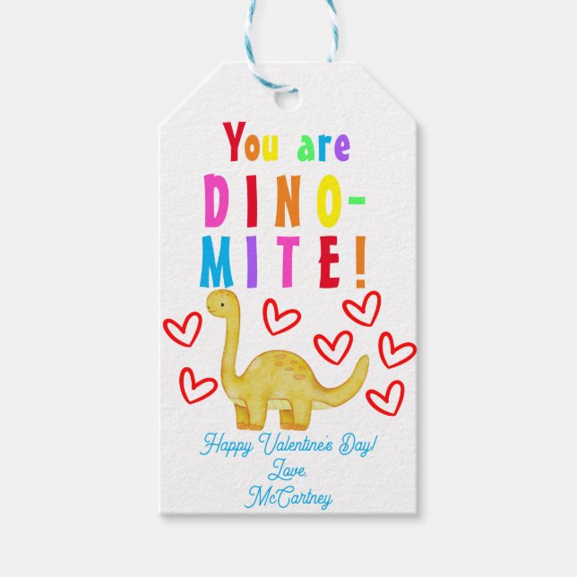 Du är DINO-Mite Kids Valentines Märkre Presentetikett (Framsidan)