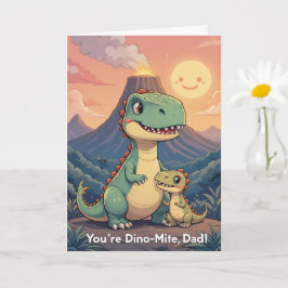 Du är Dino Mite Pappa Söt Dinosaurie Solnedgång Fä Kort