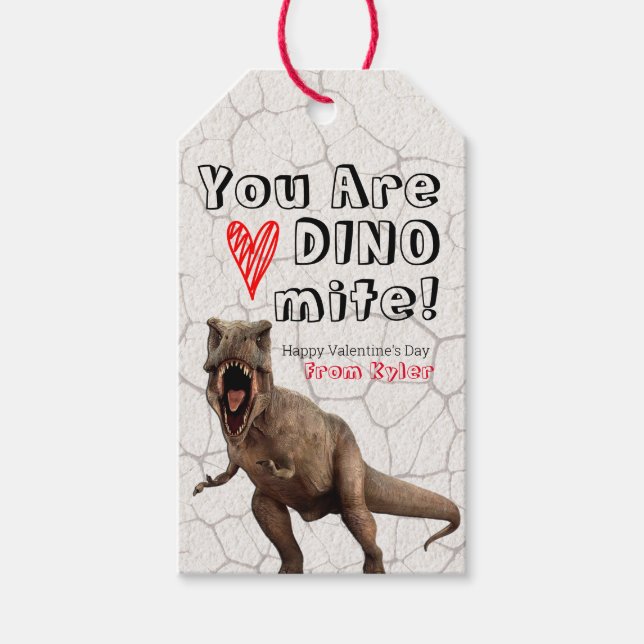 Du är DINOmite Classroom Valentines Gift-Märkre Presentetikett (Framsidan)