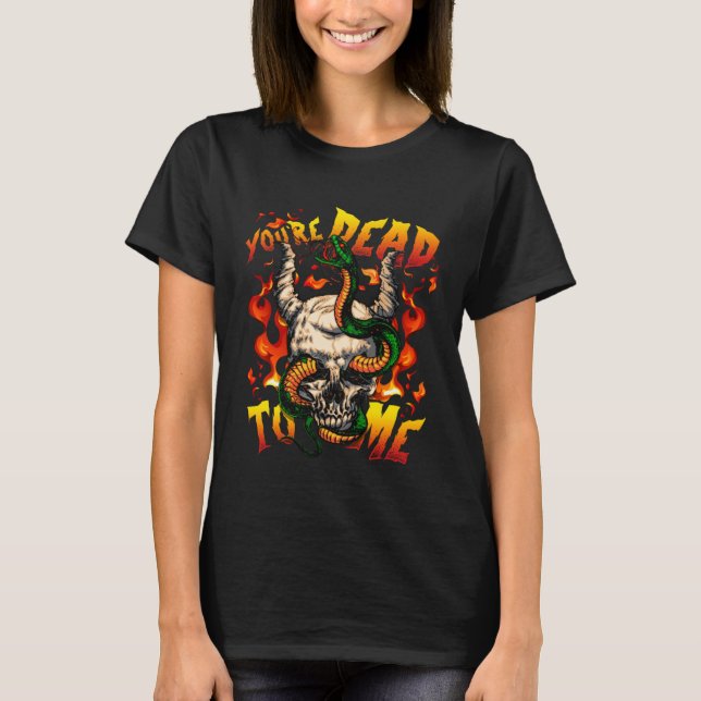 Du är död på mig Halloween Demon Ansikte Snake Dev T Shirt (Framsida)