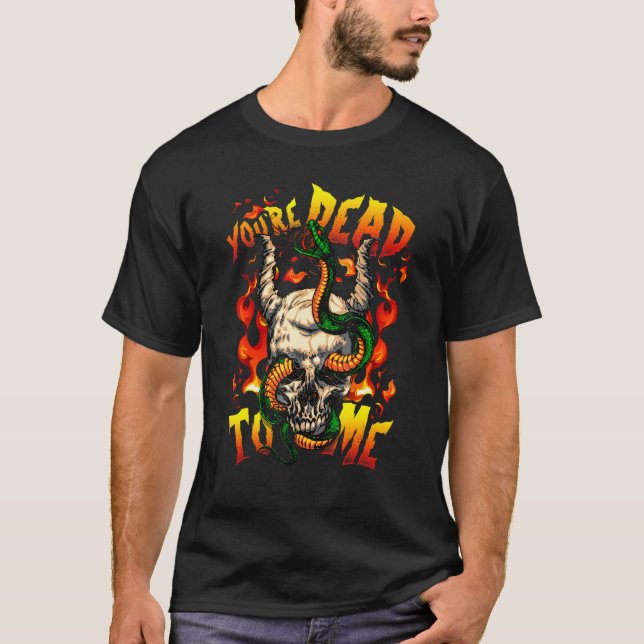 Du är död på mig Halloween Demon Ansikte Snake Dev T Shirt (Framsida)