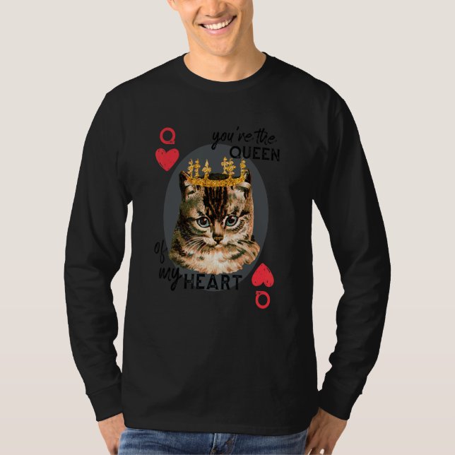 Du är drottningen av mitt hjärta Red Heart Cat Mam T Shirt (Framsida)
