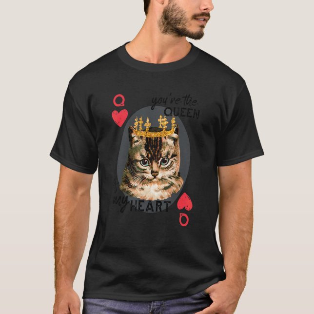 Du är drottningen av mitt hjärta Red Heart Cat Mam T Shirt (Framsida)