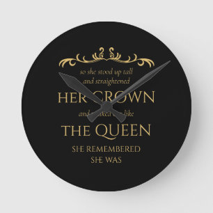 Du är drottningens Elegant Modern Typography Black Rund Klocka