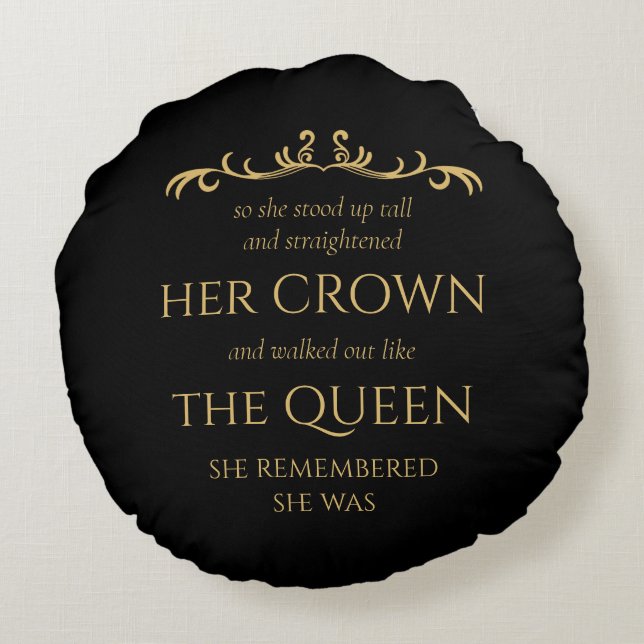 Du är drottningens Elegant Modern Typography Black Rund Kudde (Baksidan)