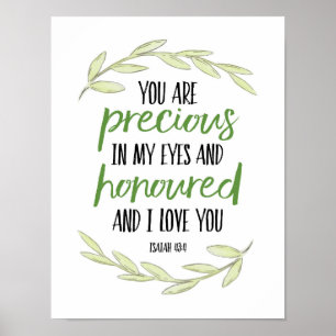 Du är dyrbar i min ögon - den Isaiah 43:4 Poster